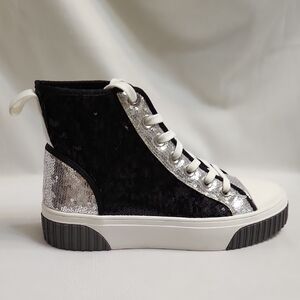 Michael Michael Kors Gertie Two-Toned  Sequined Canvas Sneakers (W Size 6)